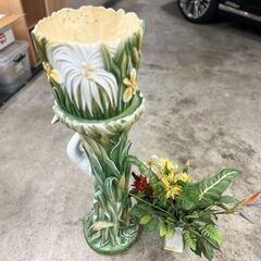 フラワーベース　背の高い花瓶　アーティフィシャルフラワー　造花取り外し可能　オフィス　カフェ　リビング　アンティーク風の画像