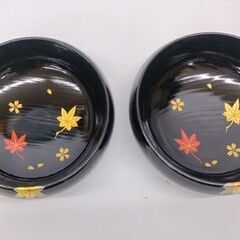 未使用 輪島塗 塩徳屋漆器店 天然木丸鉢 2個セット 金蒔絵紅葉桜文 菓子皿 盛皿 椀☆ 札幌市 豊平区 平岸の画像