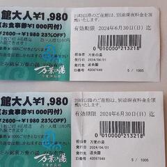 万葉の湯 入館及び食事券×大人2枚