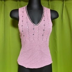 スパンコール　ピンク　タンクトップ