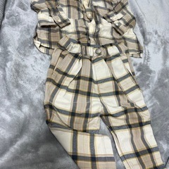 petit main チェックシャツ セットアップ 80cm