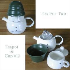 《新品未使用食器》TEA FOR TWO 雪だるま緑帽子の画像