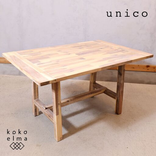 unico(ウニコ)の木目を際立たせ、ホワイトウォッシュ塗装が魅力のMANOA(マノア)ダイニングテーブルです。ナチュラルな雰囲気は西海岸スタイルなどの男前インテリアにおススメのLDテーブルです♪