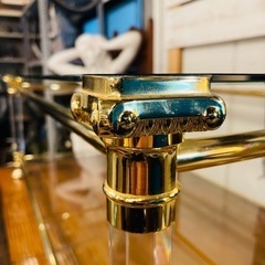 再出品中【武蔵小山店】  イタリア製　サァラ麻布　取扱い　ORSENIGO オルセニゴ　天板・棚板ガラス製　センターテーブル　ローテーブル　リビングテーブル　ガラステーブル　(定価約36万円)  検　made in italy glass table living center low glasses gold elegance エレガンス　エレガントclassic クラシック　金　金色　ゴールドの画像