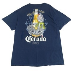 '04 Corona Extra バックプリントtシャツ ネイビ...