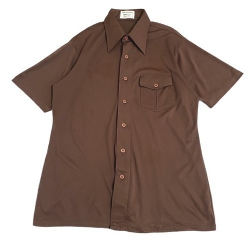 70s VAN HEUSEN 半袖ニットシャツ ブラウン Lサイズ