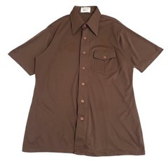 70s VAN HEUSEN 半袖ニットシャツ ブラウン Lサイズ
