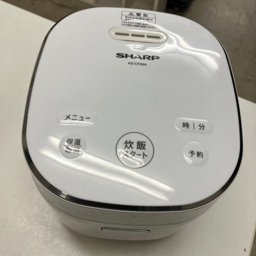 K2406-715 SHARP ジャー炊飯器 KS-CF05A-W 0.54L 3合炊き 2019年製 通電確認済 キズ、汚れ、剥がれ有 現状お渡し