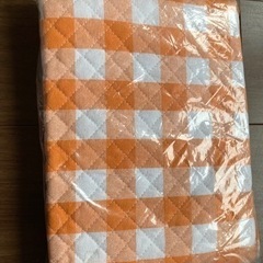 キルト生地　オレンジ×白　ブロックチェック