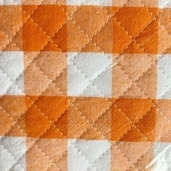 キルト生地　オレンジ×白　ブロックチェックの画像