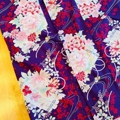 レディース 浴衣 着物 紫 巾着付き 和装 夏祭り 花火大会の画像