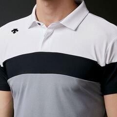 【DESCENTE GOLF】 半袖ポロシャツ グレー×白 メン...