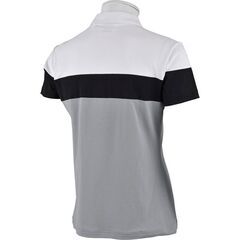 【DESCENTE GOLF】 半袖ポロシャツ グレー×白 メンズ M ゴルフウェアの画像