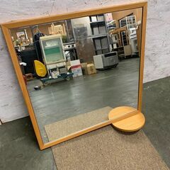 コスガ 北欧スタイル 壁掛けミラー 鏡 長方形 無垢 木製フレー...