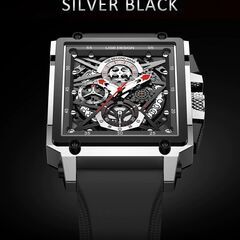 【正規品】LIGE　メンズ腕時計　防水　シルバーブラック　専用箱...
