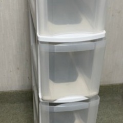 キッチンチェスト  4段  ホワイト×クリア