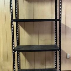 中古スチール棚黒色 約 88㎝×45㎝×180㎝ 移動可能な棚板...