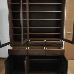 【貰って下さい✨】食器棚 木製 ダークブラウン 茶色 キッチンキャビネット ラック 棚 台所収納 ヴィンテージ家具の画像