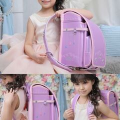 【新品】人気可愛い 女の子ランドセル お姫様・王冠デザイン 高級 大容量 軽量 6年保証 全国送料無料 スクールバック 小学生通学カバン パープルの画像