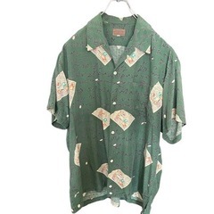 MENS BIGI 総柄パターン 開襟シャツ 半袖 Mサイズ グ...