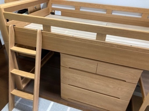 美品  浜本工芸  ミドルベッド  チェストセット  ナチュラルオーク