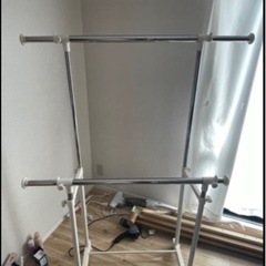 パイプダブルハンガー ハンガーラックダブル 伸縮ハンガーラック ...