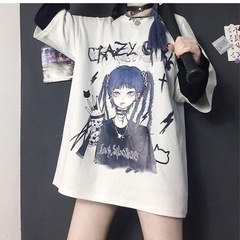 【新品】病み可愛い　Tシャツ ダンス　カッコいい　原宿 ロリータ パンク ゴシック 系 病み かわいい カワイイ レディース 十字架 クロス ストリート 韓国 風 ファッション ヴィジュアル 系 2カラー  カラー···ブラックの画像