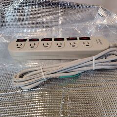 美品　未使用品　ACアダプタ　 スイッチ付タップ コンセント　6口　1500W　ER-68　配線長さ：約2ⅿ50㎝　KOKURYO　延長コード 　電源コードの画像