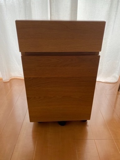 MUJI 無印良品 オーク材 デスクワゴン サイドキャビネット キャスター付き 2段