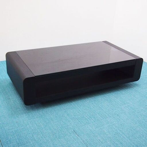 使用1年程度 センターテーブル ガラステーブル ブラック ニトリ ベルネF (FA21)