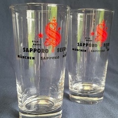 サッポロビール　生 ビールグラス 2客　昭和レトロ　佐々木硝子製の画像