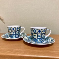 マヨリカタイル模様カップソーサー2客セット
