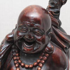 ☆★sn■置物 七福神 木彫り 東洋彫刻 布袋様 布袋尊 時代 布袋 黄居袋 骨董 古美術 高さ67㎝位 重さ15㌔位 台座付き インテリア 和風の画像