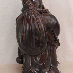 ☆★sn■置物 七福神 木彫り 東洋彫刻 布袋様 布袋尊 時代 布袋 黄居袋 骨董 古美術 高さ67㎝位 重さ15㌔位 台座付き インテリア 和風の画像