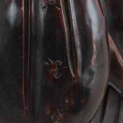 ☆★sn■置物 七福神 木彫り 東洋彫刻 布袋様 布袋尊 時代 布袋 黄居袋 骨董 古美術 高さ67㎝位 重さ15㌔位 台座付き インテリア 和風の画像