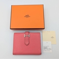 a0607505 エルメス HERMES べアン コンパクト 二つ折り財布 シェーブルピンク A刻印 アクセサリー ブランド 中古品 