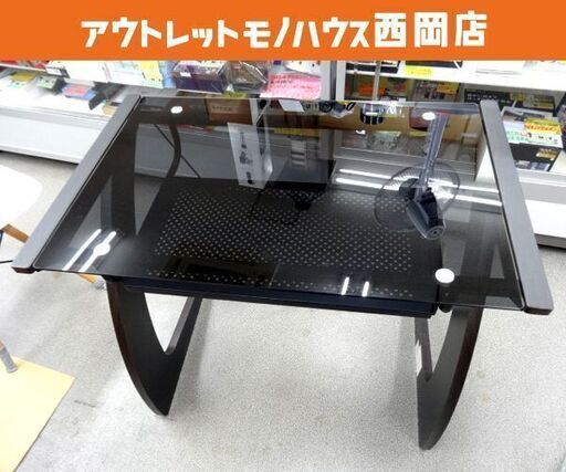 ニトリ ガラスPCデスク マーチン80 幅80×奥行50×高さ75cm ガラス天版