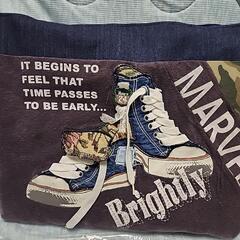 ハンドメイド スニーカー柄Tシャツリメイク バッグの画像