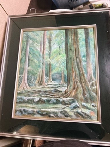 風景画　絵画　額付き　水彩画　パステル　アクリル
