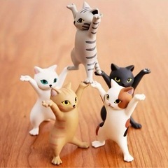 【新品】ダンシング猫 使い方色々5個セット ペン立て アクセサリー フィギュアの画像