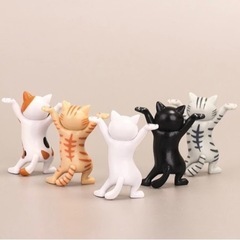 【新品】ダンシング猫 使い方色々5個セット ペン立て アクセサリー フィギュアの画像