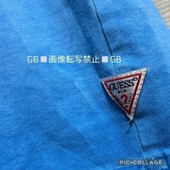 GUESS ゲス Tシャツ M ライトブルー 胸ロゴ プリントTシャツ 半袖の画像