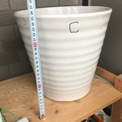 白い陶器の植木鉢Cの画像