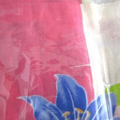 浴衣　格子柄　花 　綿100%の画像