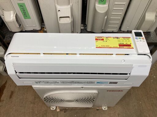 K05374　中古エアコン 東芝 2017年製 主に6畳用 冷房能力 2.2KW / 暖房能力 2.2KW