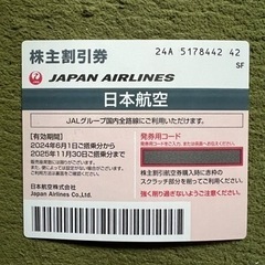 JAL株主割引券1枚50%OFFチケット