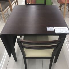 ★ジモティ割あり★  ダイニングテーブルセット ダークブラウン H72.5×D75×W70～120 クリーニング済み HJ3517