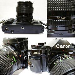 レトロ　キャノン　35㎜フォーカルプレーンシャッター式　一眼レフカメラ　A-1　レンズセット　フィルムカメラ　三脚他付属品多数　CANONの画像