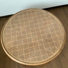 値下げ！籐　ガラステーブルの画像