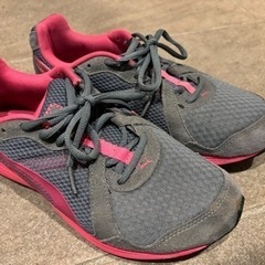 PUMA 24㎝ピンク×グレーウォーキングシューズ の画像